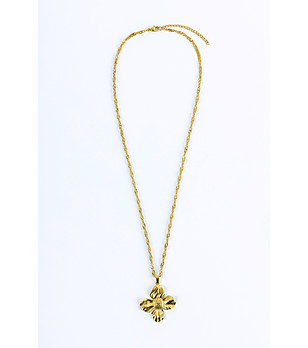 Дамско златисто колие с цвете снимка