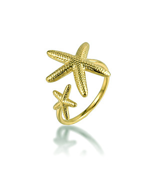 Златист пръстен с морски звезди снимка
