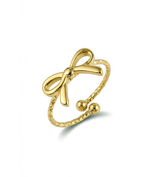 Златист пръстен с панделка от неръждаема стомана снимка