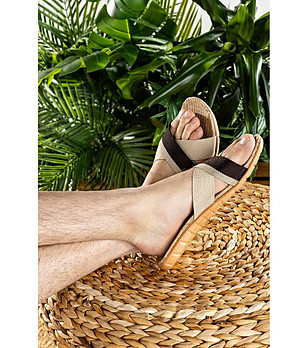 Мъжки чехли в бежово и кафяво Funky Steps снимка