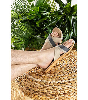 Мъжки чехли в бежово и сиво Funky Steps снимка