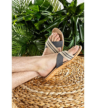 Мъжки чехли в бежово и сиво Funky Steps снимка