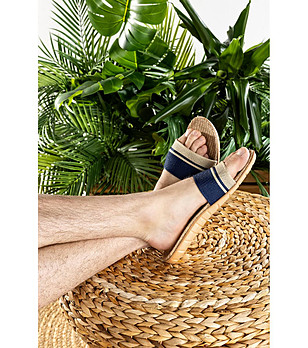 Мъжки чехли в бежово и тъмносиньо Funky Steps снимка