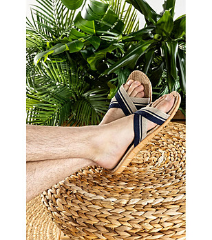 Мъжки чехли в бежово и тъмносиньо Funky Steps снимка