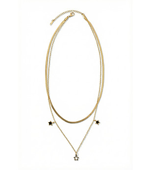 Златисто колие с черни звезди снимка