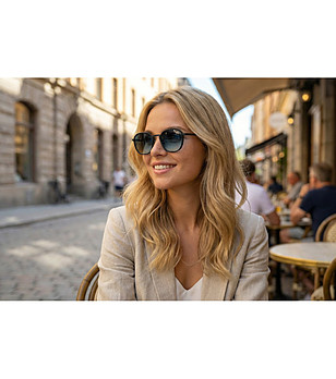 Унисекс слънчеви очила в черно със син градиент снимка