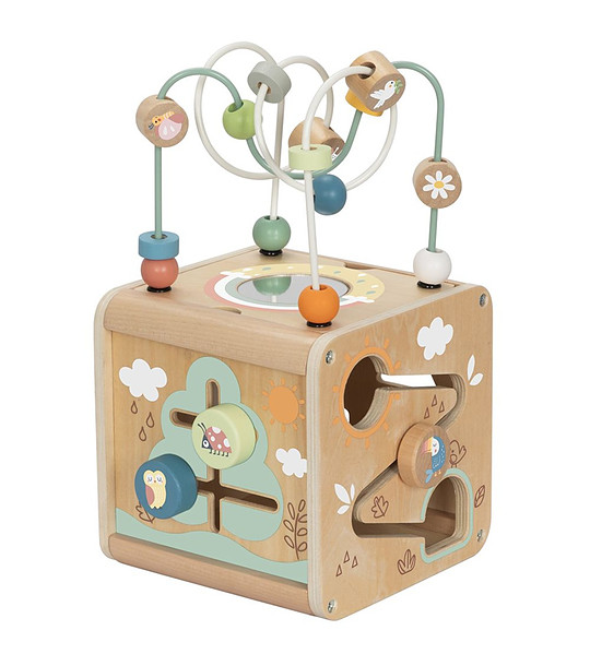 Дървен образователен куб с горски животни снимка