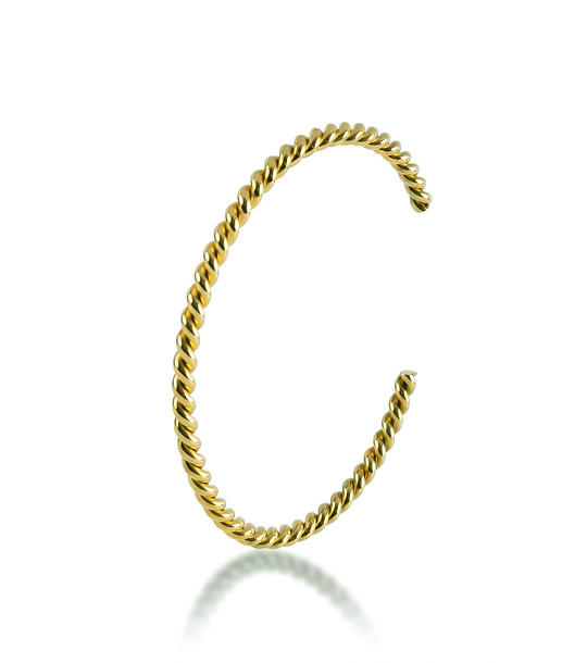 Златист дамски гривна тип маншет с усукан дизайн снимка