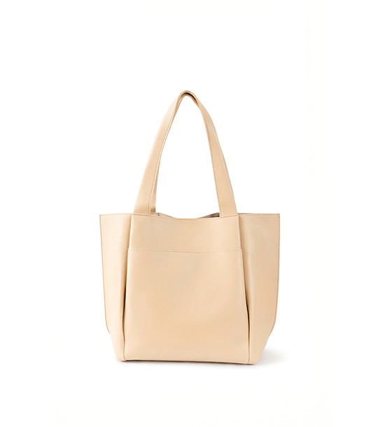 Бежова дамска чанта тип тоут от еко кожа снимка