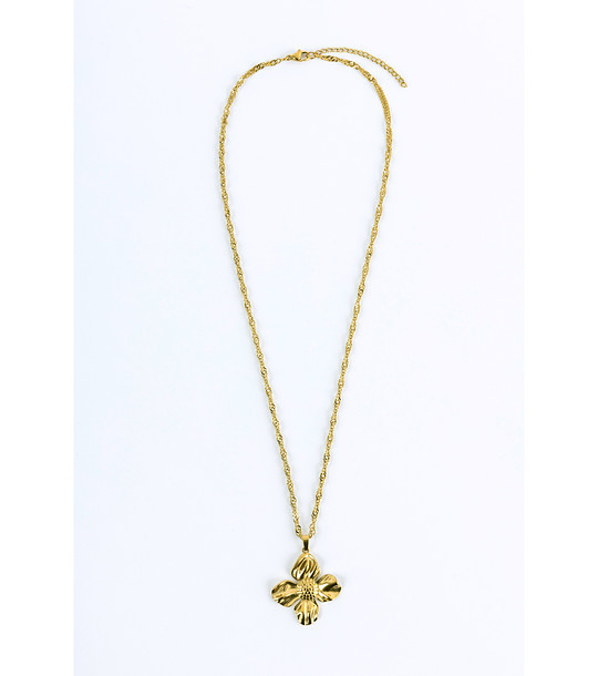 Дамско златисто колие с цвете снимка