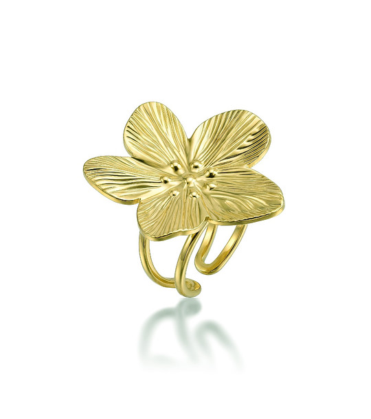 Златист пръстен с цвете снимка