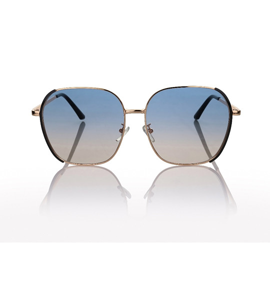 Слънчеви очила с розово-златиста рамка и градиентни сини стъкла  снимка