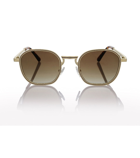 Слънчеви очила със златиста рамка и кафяв градиент  снимка