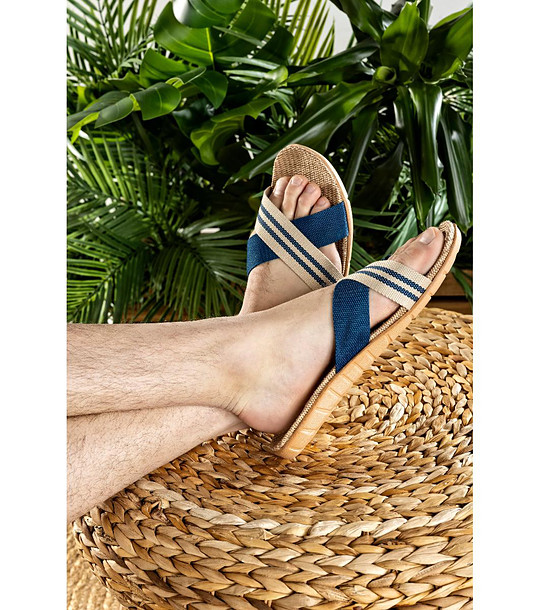 Мъжки чехли в синьо и бежово Funky Steps снимка