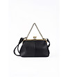 Черна дамска чанта тип клъч с метална рамка-1 снимка