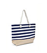 Синьо-бяла плажна чанта с раиран десен-1 снимка