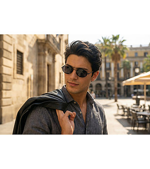 Унисекс слънчеви очила с черна рамка и сиви стъкла  снимка