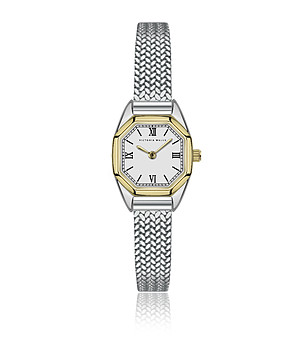 Дамски сребрист часовник с бял циферблат снимка