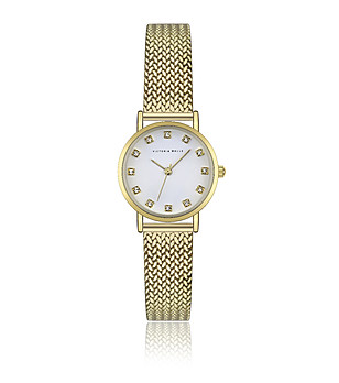 Дамски златист часовник с бял циферблат  снимка