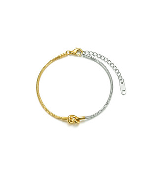 Дамска гривна в златисто и сребристо с възел снимка