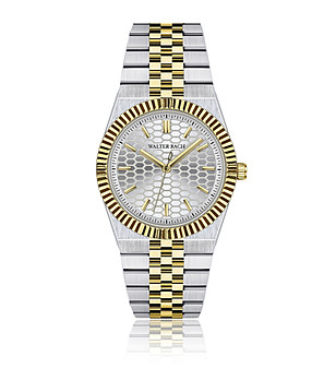 Мъжки кварцов часовник в сребристо и златисто с текстуриран циферблат снимка