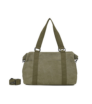 Зелена пътна чанта с дълги дръжки снимка