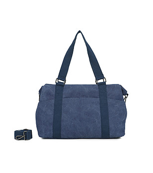 Синя пътна чанта с външен джоб снимка