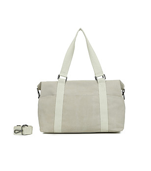 Пътна чанта в цвят таупе с дълги дръжки снимка