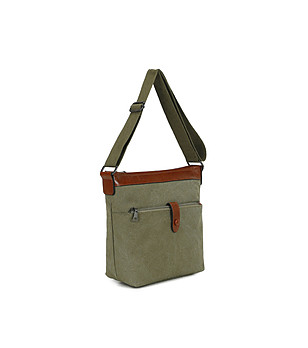 Зелена чанта през рамо с цип снимка