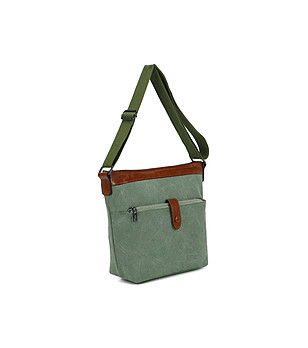 Зелена унисекс чанта през рамо с цип снимка