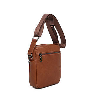 Кафява чанта през рамо с ципове снимка