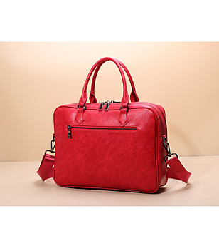 Червена бизнес чанта с две отделения снимка