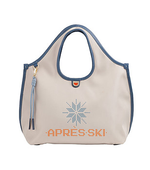 Перлено-сива чанта с къси дръжки Aprеs ski снимка