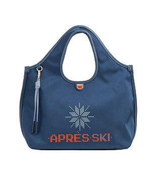 Дамска синя чанта с къси дръжки Aprеs ski снимка