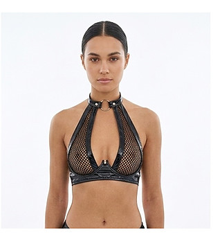 Черно бюстие с мрежа и яка HALTER снимка