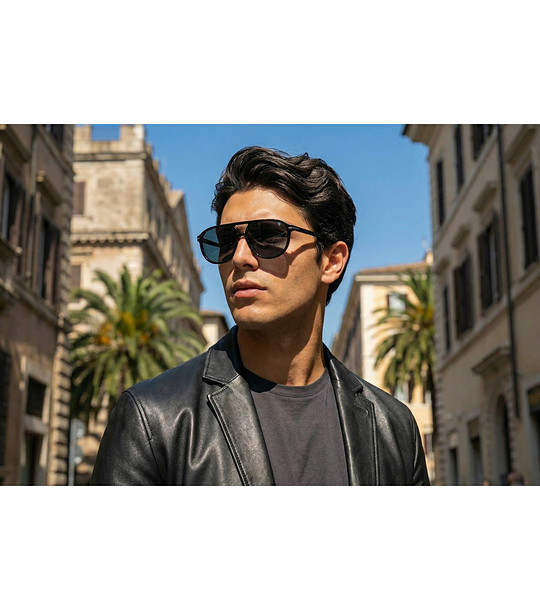 Слънчеви очила в черно със  сиви стъкла снимка