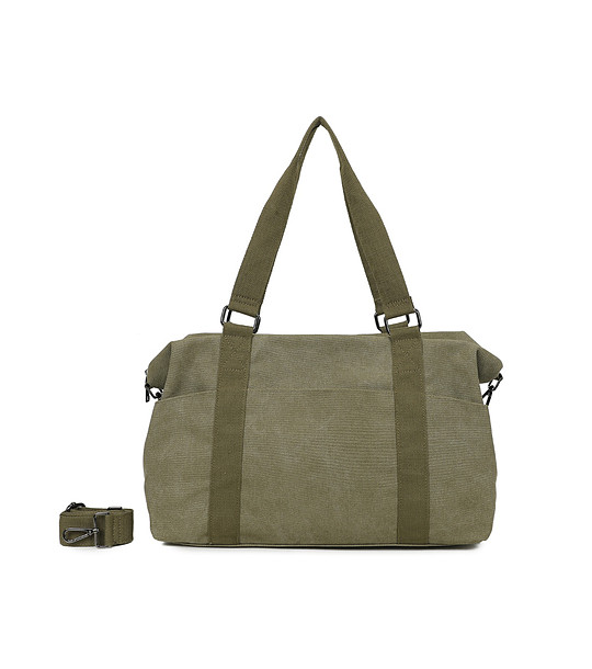 Зелена пътна чанта с дълги дръжки снимка