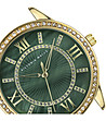Дамски златист часовник с тъмнозелен перлен циферблат-2 снимка