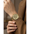 Дамски автоматичен златист часовник със скелетон циферблат -1 снимка