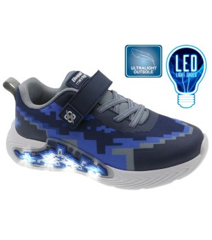 Детски тъмносини маратонки с LED светлини снимка
