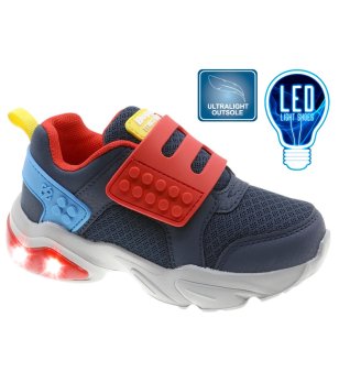 Детски тъмносини маратонки с LED светлини снимка