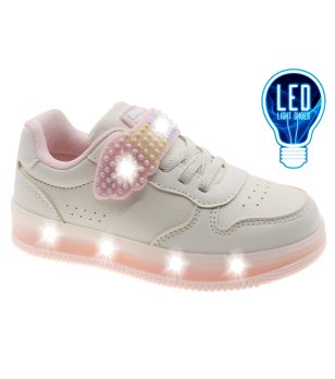 Детски бежови маратонки с LED светлини снимка