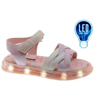 Розови детски сандали с LED светеща подметка снимка