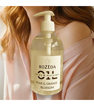 Масажно масло с аромат на круша и портокалов цвят ROZEDA снимка