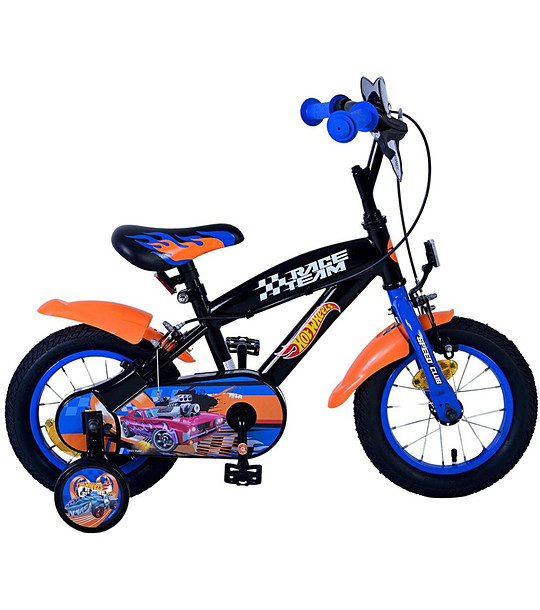 Черен детски велосипед с помощни колела HOT WHEELS 12 инча снимка