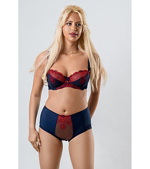 Тъмносин сутиен с червена дантела ARINA SOFT снимка