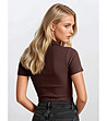 Кафява блуза с яка и къс ръкав GESSA-1 снимка
