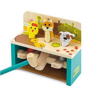 Дървена игра с чукче с подскачащи животни снимка