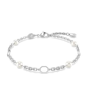 Дамска сребриста гривна с перли Swarovski снимка