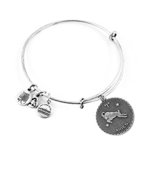 Сребриста гривна с висулка зодия Овен Alex And Ani снимка